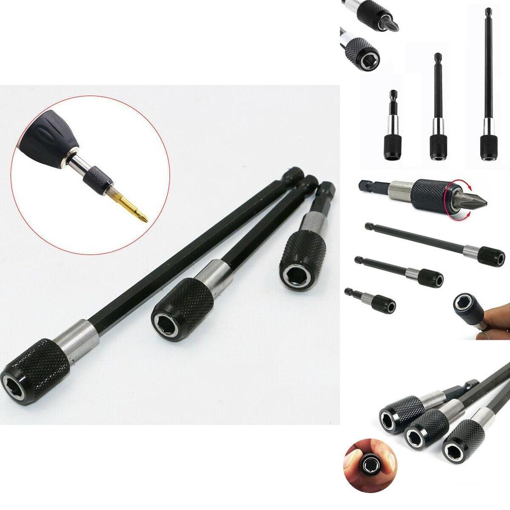 3pcs Set 1/4 Hex Shank Screw Driver Extension Bit Quick Release Holder Tool High Hardness Magnetic Drill Extension For Reliable Use