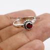 Garnet Ring, Round Boho Ring, Stackable Ring, Dainty Ring, Wedding Ring, Red Gemstone Ring, Handmade Ring, 925 Sterling Silver Ring for Gift