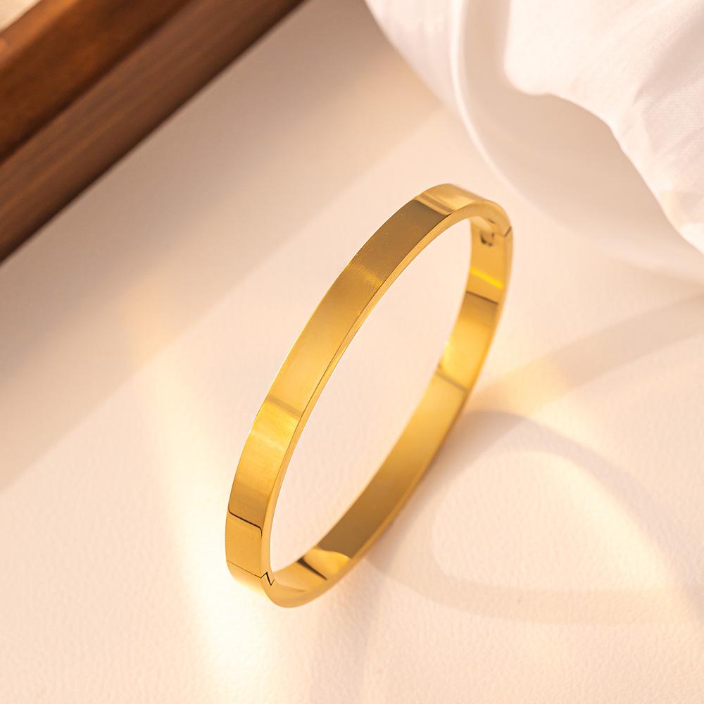 Simple Glossy Buckle Bracelet, Women's Plain Ring, Fashionable and Versatile Bracelet, High-end