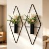 2PCS Black Wall Hanging Vase Iron Wall Mount Flower Vase Modern Metal Wall Vase  Bedroom