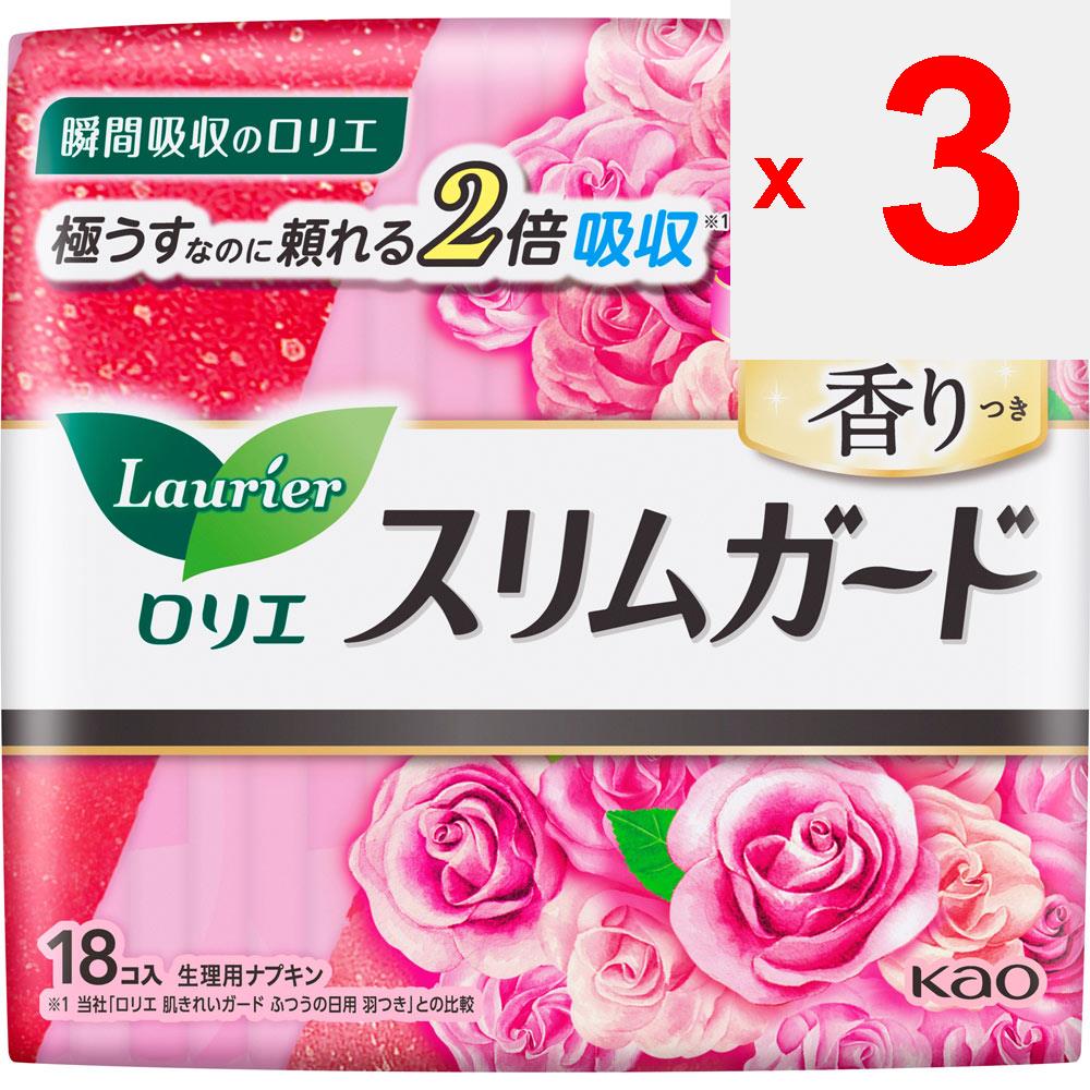 KAO Laurier SlimGuard Sweet Rose Fragrance Long Day Fix 18 balení (Kvazi-droga) Ubrousek Laurier Slim Guard Slim Laurier Slim Guard