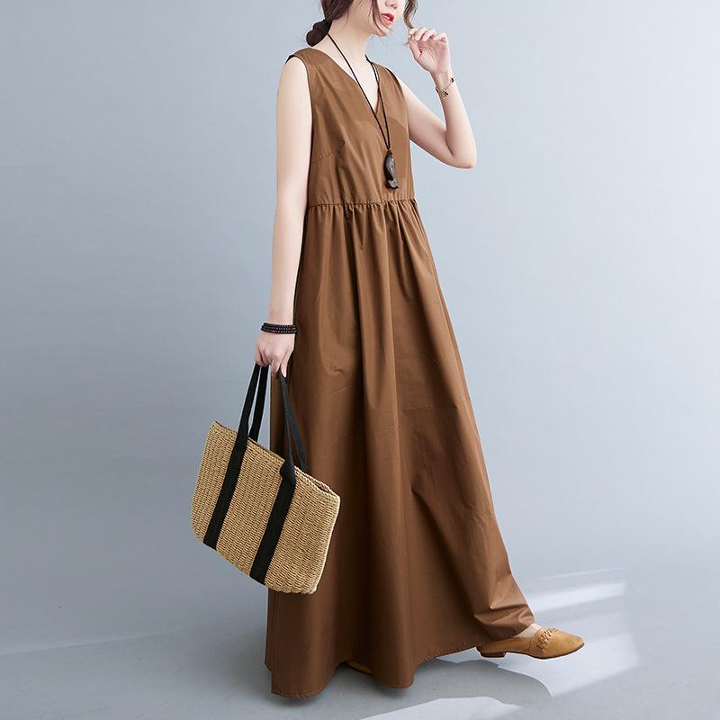Women's Full-length Sleeveless V-neck Sundress