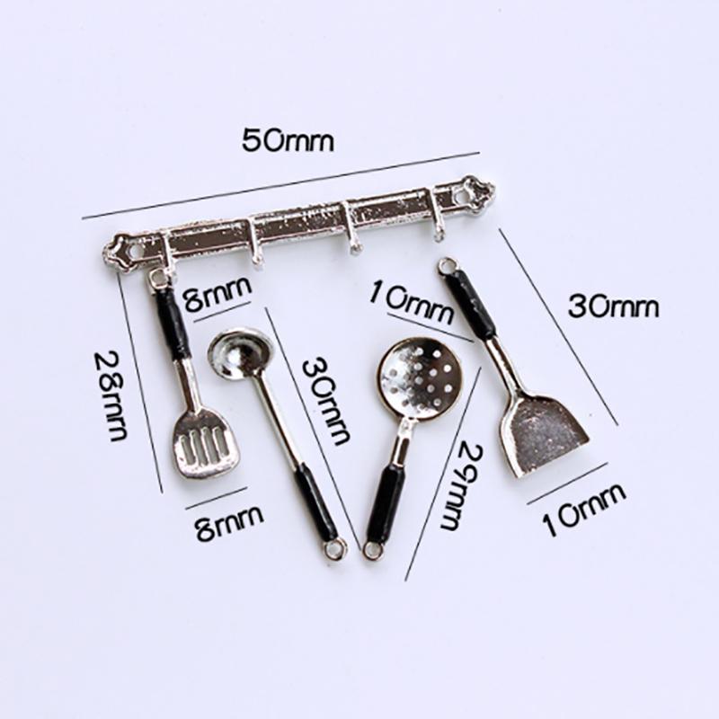 Dukkehus Miniatyr Spade Suppeskje Oppbevaringsholder Simulasjon Kjøkkenredskaper