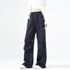 Black Wide-leg Overalls Women's Autumn New High-waisted Drawstring Versatile and Thin Straight Casual Sports Pants