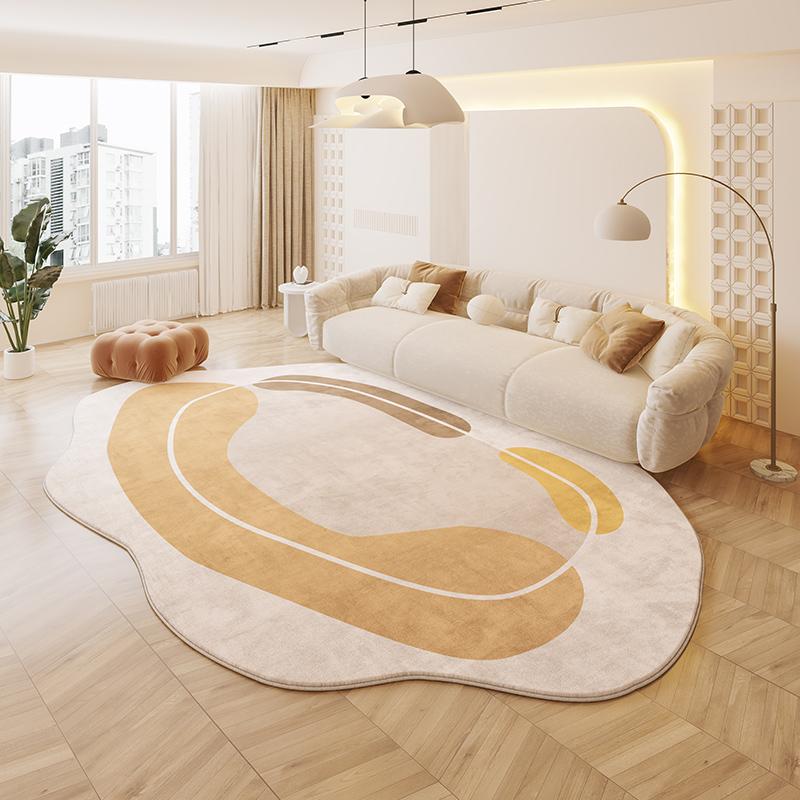 Cream Style Carpets for Living Room Irregular Shape Plush Bedroom Decor Carpet Fluffy Soft Bedside Rug Thick Washable Floor Mat