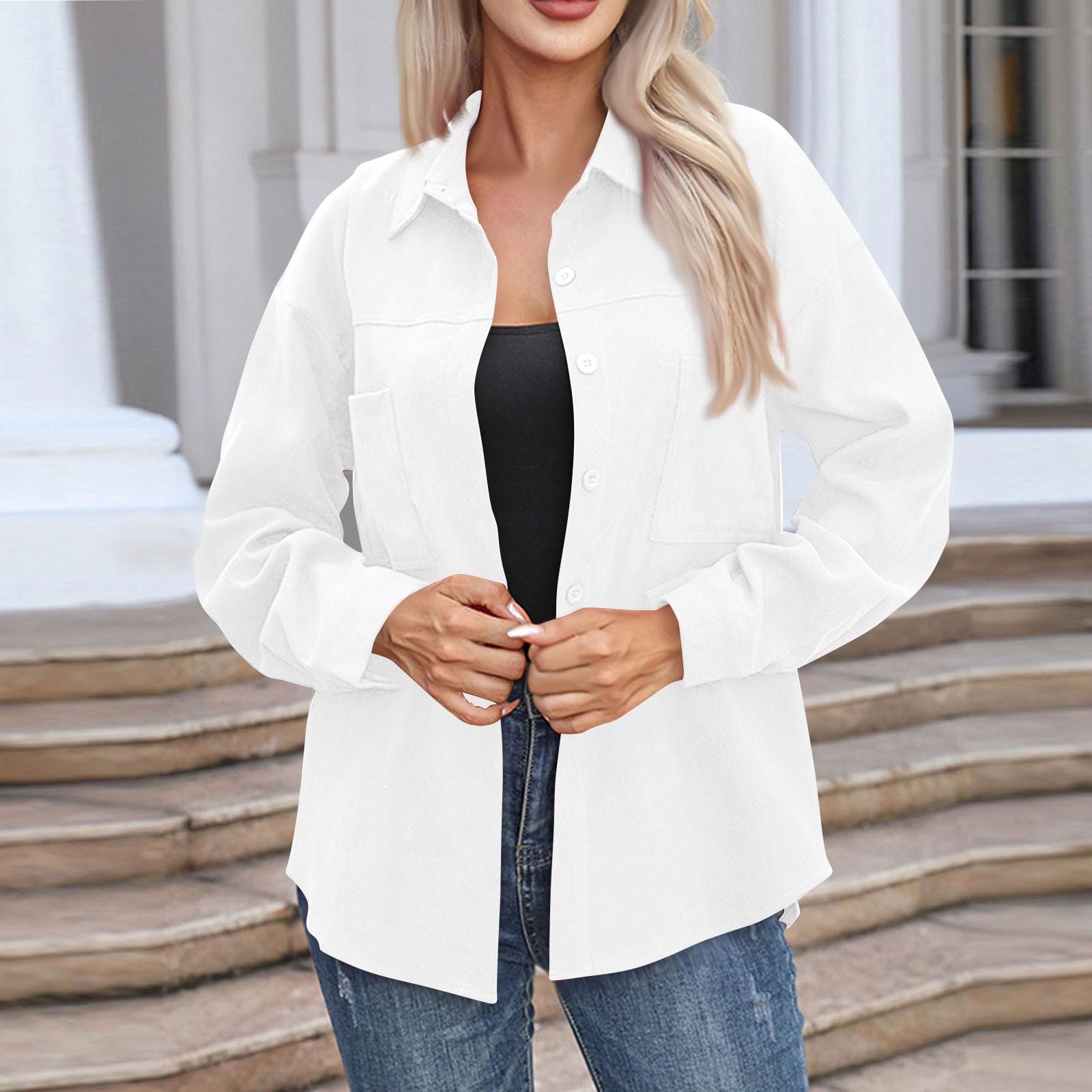 

Женская повседневная рубашка средней длины с длинным рукавом, однотонные топы XL белый