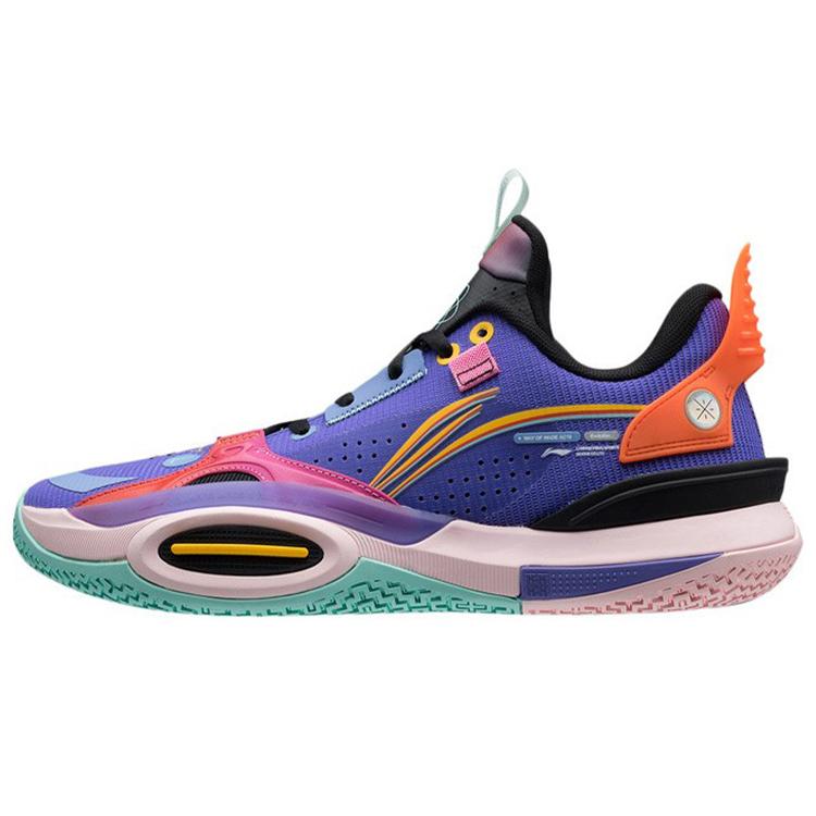 New LINING All City 10 V1 Basketball Shoes Men Low Top Fluorescent Blue Purple ABAS009-FN