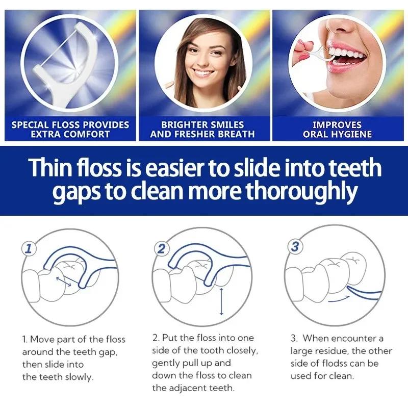 Portable Disposable Dental Floss Portable Dining Oral Dental Floss-stick 100 Pcs/bag