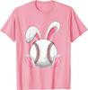 Baseball Bunny Easter Graphic Tee Funny Spring Sports Cotton T-Shirt for Men