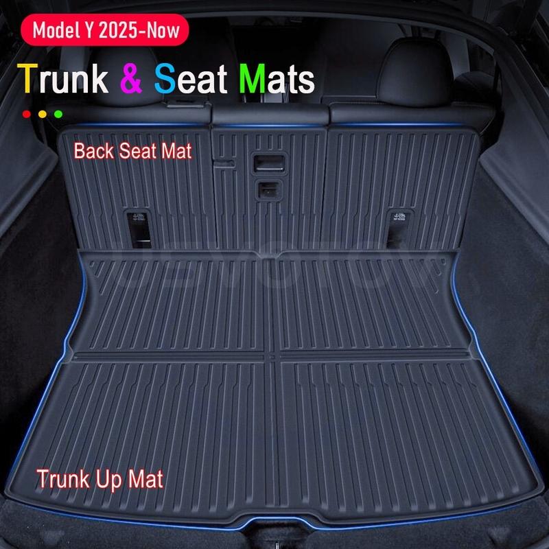 For 2025 2026 Tesla Model Y Juniper Trunk Mats Rear Seat Backrest Cover Protective Pad Frunk Cargo Liners Kick Pads Accessories