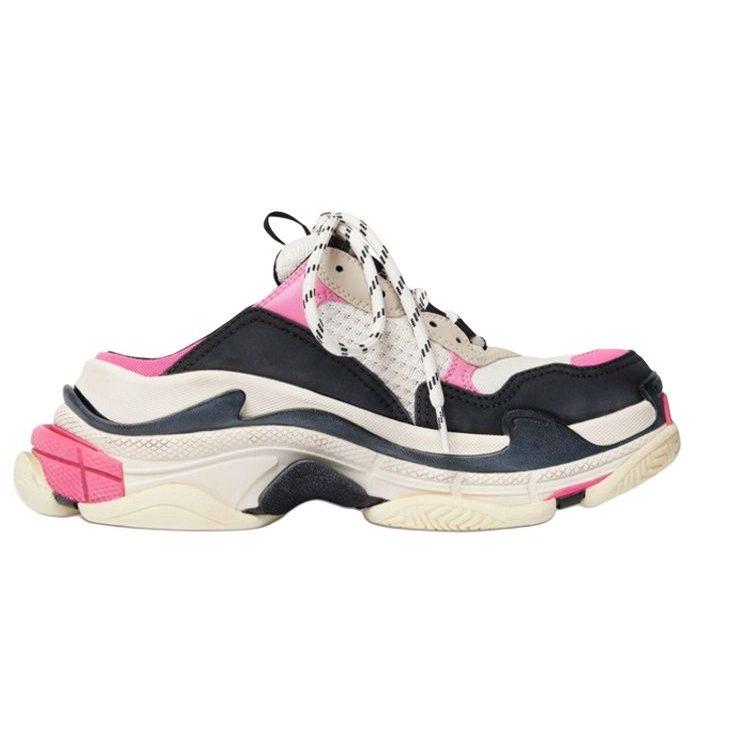 Balenciaga Triple S Mules 'White Pink And Black Double Foam And Mesh' Women's 755686W3SM15671
