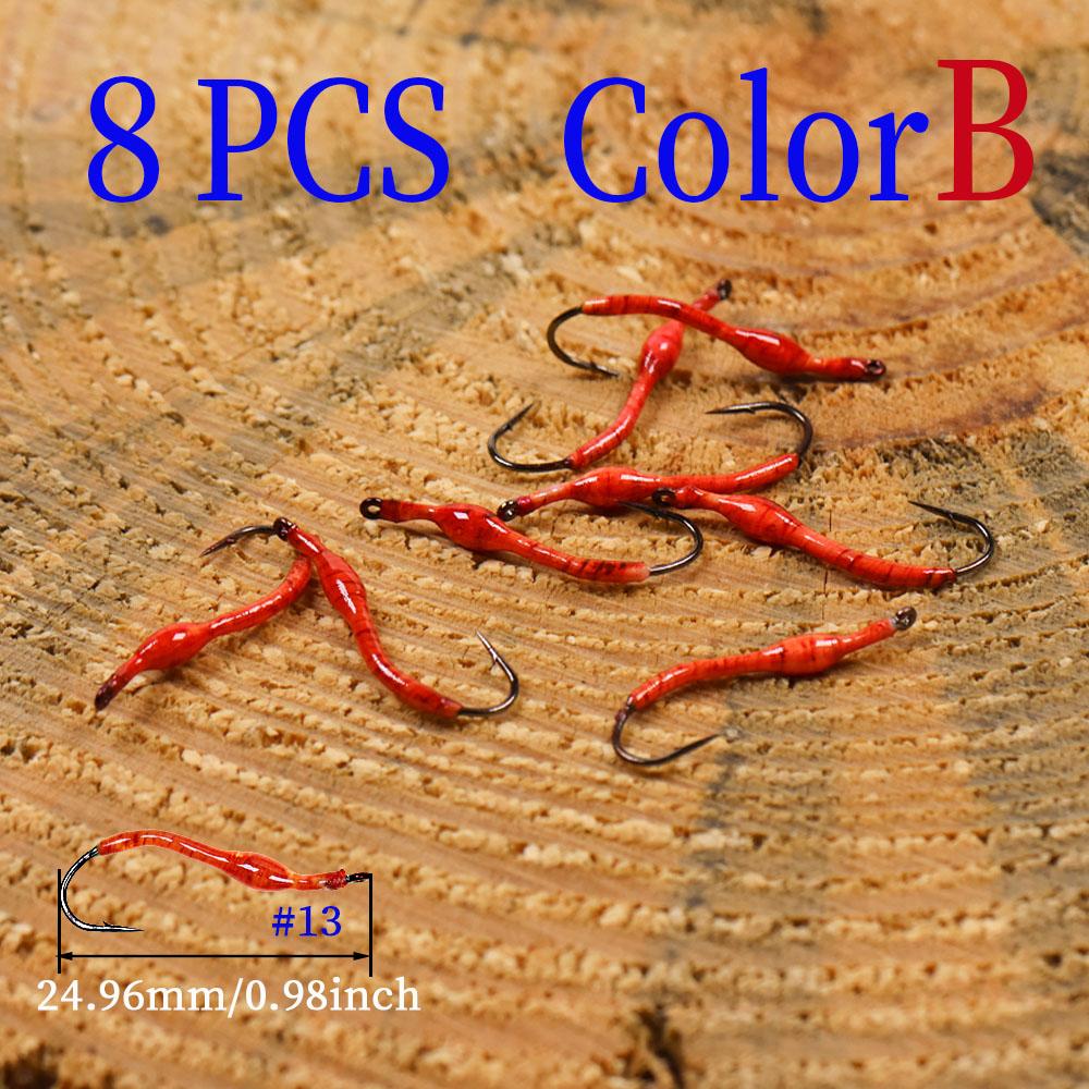 

8 шт./коробка Нимфы для нахлыстовой рыбалки Реалистичные модели червей для форели, лосося, окуня и других