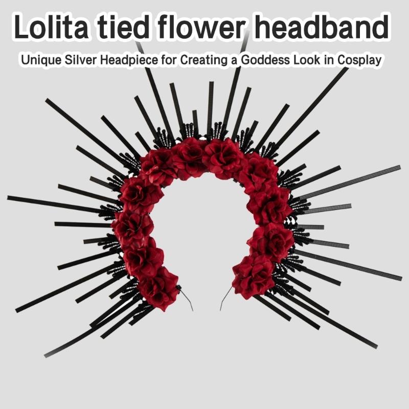 Rose Floral Crown Hair Tiaras Spiked Headbands Bride Flower Crown Halloween