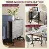 Folding Dining Table on Wheels, 4-6 People, 120 cm, Braked Wheels, 2 Drop Leaves, Industrial, Grey