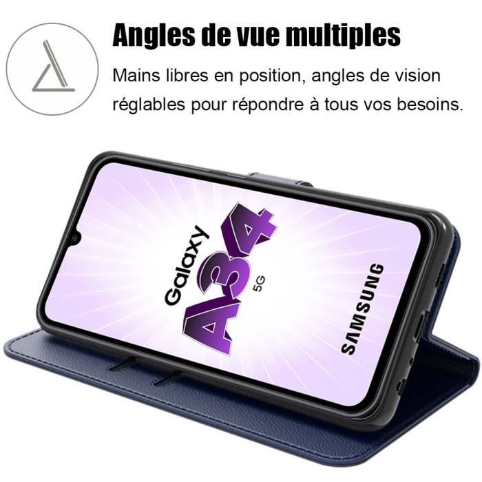 Coque - BOOLING - Samsung Galaxy A34 5G - Effet Cuir - Fermeture Magnétique - Semi-rigide