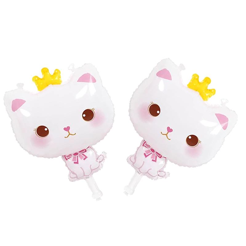 

2 шт. Милая принцесса корона белый кот алюминиевая фольга воздушный шар девочка день рождения вечеринка украшение парк развлечений ручная игрушка воздушные шары 2Pcs