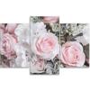 Three Piece Picture Canvas Print Pink Roses Flower Nature