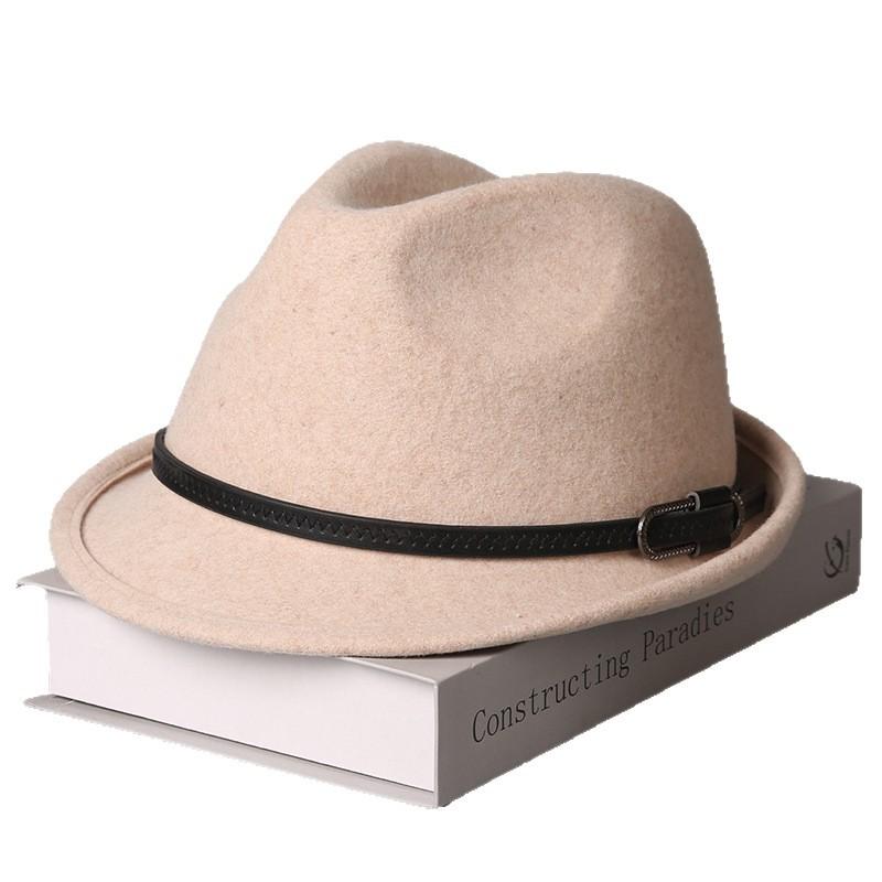 Elegant top hat Merino wool crimped warm winter hat fashionable versatile retro woolen basin hat British