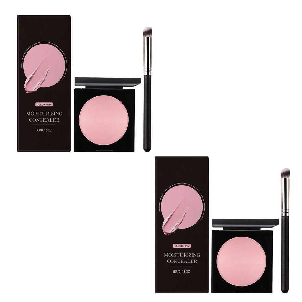 Moisturizing Concealer Balm 5g, Pink Tone Cream Concealer with Makeup Brush