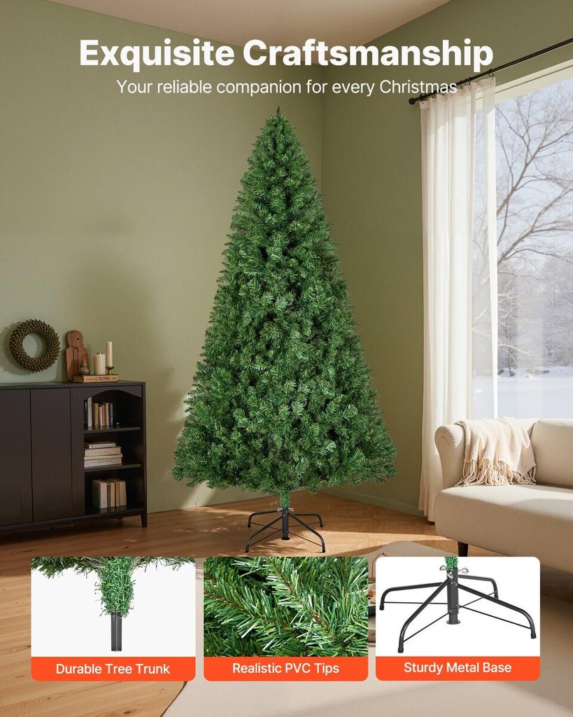 Christmas Tree, 1.8m Artificial Xmas Tree, Full Holiday Decor Trees with 1250 Branch Tips & Sturdy Metal Base for Home Party Office Decoration