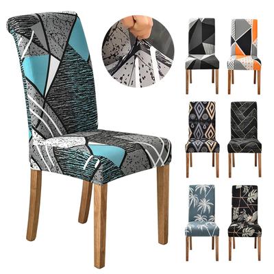 New Geometric Printed Chair Cover Anti -Dirty Stretch Seat Covers For Dining Room Kitchen Banquet Washable Home Decor Slipcovers