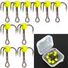 10Pcs/Box Mini Ice Fishing Hook Rust-resistant High Carbon Steel Good Toughness Solid Treble