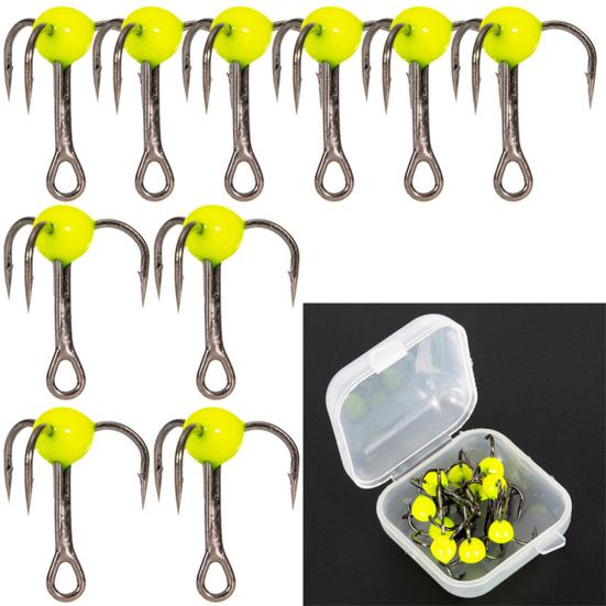 10Pcs/Box Mini Ice Fishing Hook Rust-resistant High Carbon Steel Good Toughness Solid Treble