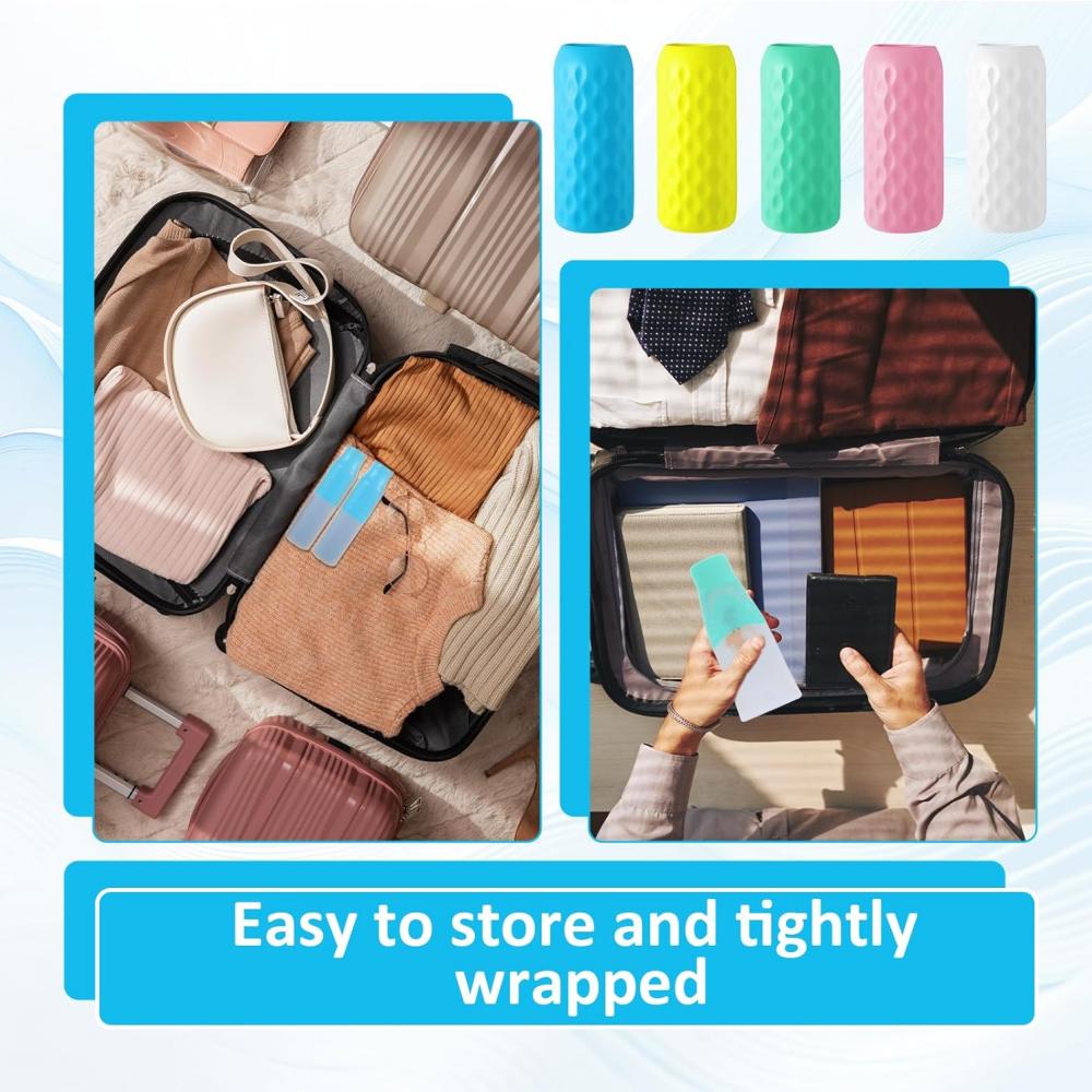 5/6 silicone bottle caps for travel essentials accessories, leak-proof elastic caps, suitable for travel-sized bottles of toilet