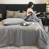 2023New  Summer Cool Quilt Washable Ice Silk Feather Embroidery Summer Quilt 4 Piece Bedding Set Comforter Queen Quilt