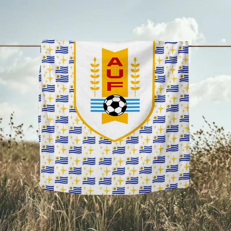 1pz Coperta morbida in flanella stampata con bandiera del football nazionale dell'Uruguay per camera da letto adulta, soggiorno, divano, campeggio, viaggi, regali per tifosi, regali di Natale