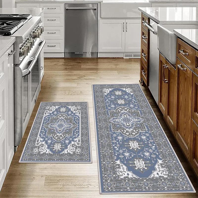 Vikama1/2Pcs Bohemian Kitchen Floor Mats Anti-Slip Washable Bathroom Bathroom Door Mats Hallway Aisle Floor Mats Home Decoration