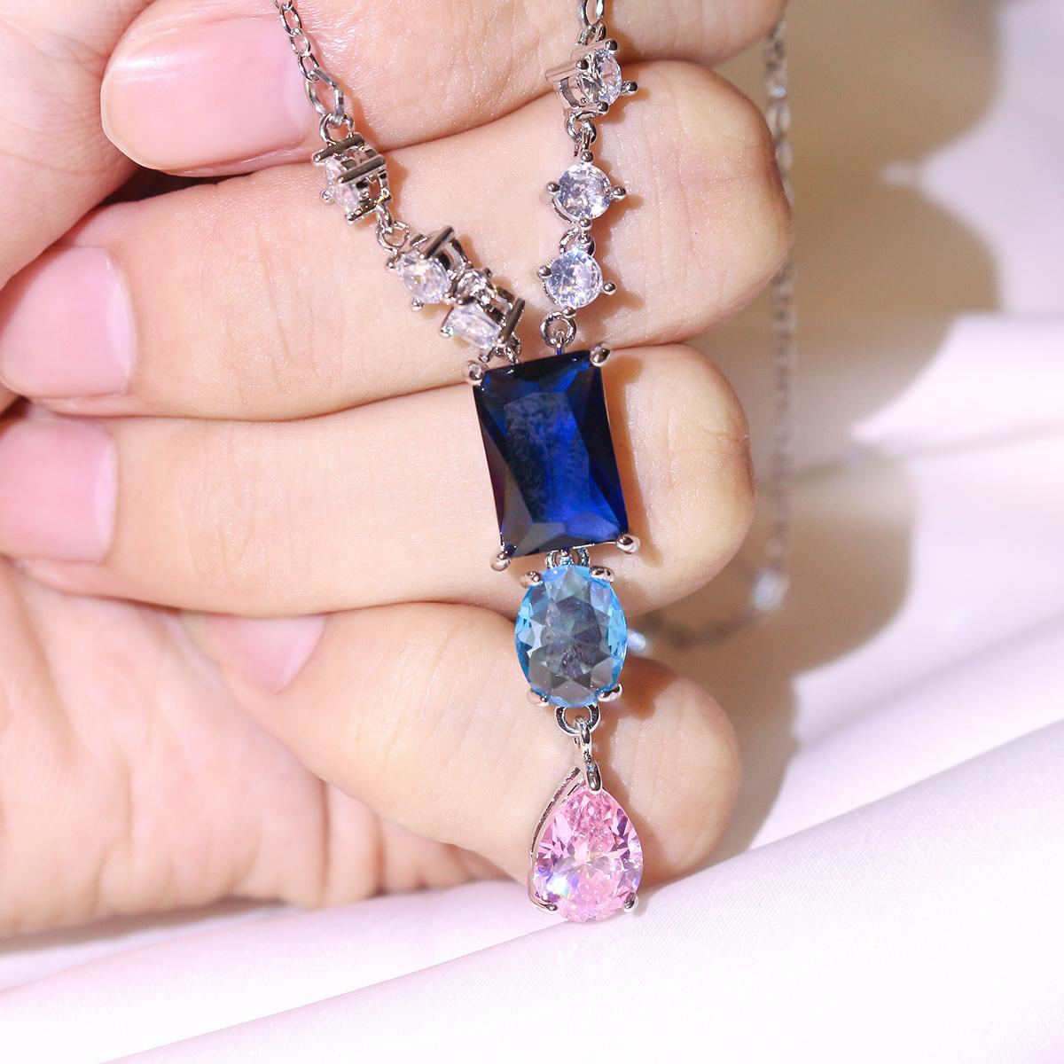 

Изысканное геометрическое прямоугольное красочное ожерелье с подвеской для женщин и невесты, обручальное ожерелье, подарок