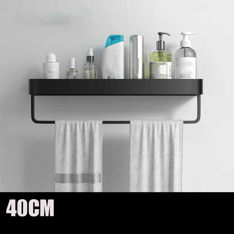 Bathroom Shelf No Drill Organizer Shower Storage Rack Black Corner Shelves Wall Mounted Aluminum Toilet Shampoo Holder