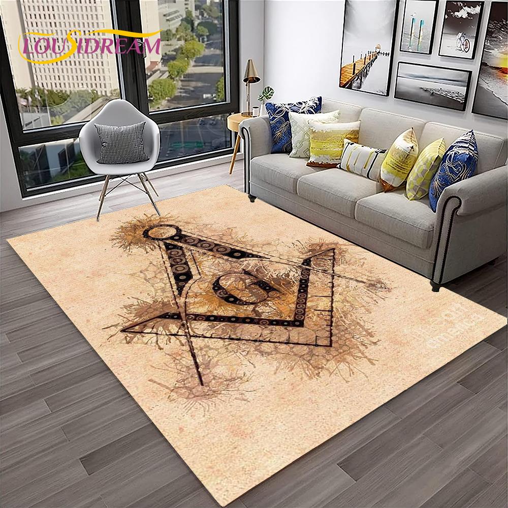 Ring Freemasonry Illuminati Masonic Carpet Rug for Home Living Room Bedroom Sofa Doormat Decor,Kid Area Rug Non-slip Floor Mat