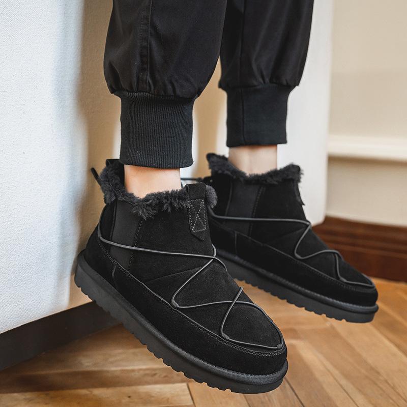 

3209 хлопковые туфли мужские новые зимние кожаные повседневные универсальные бархатные утолщенные теплые большие хлопковые зимние ботинки 44 чёрный