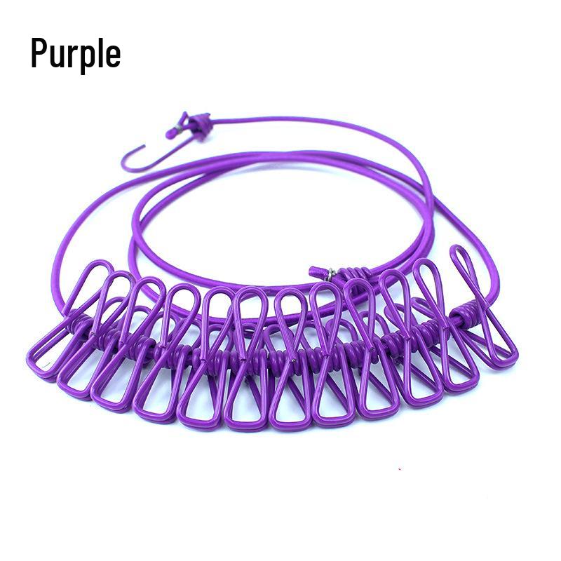 Přenosný větruodolný zatahovací sušák na prádlo s 12 protiskluzovými kolíčky