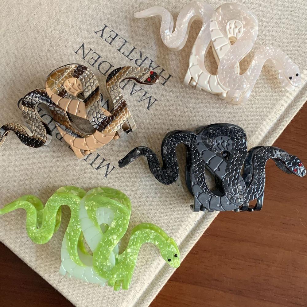 Elegant Snake Hair Clip Vintage Acetate Crab Clip Exquisite Snake Hair Claw Hair Styling Accessory