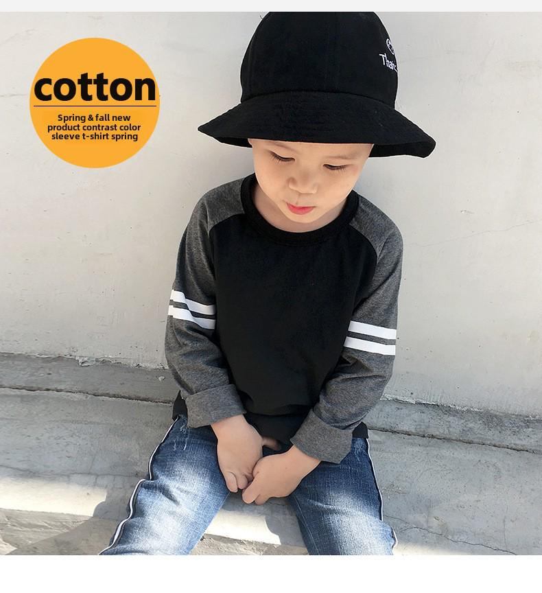 2024 Autumn Boys Long-Sleeved Contrast Print T-Shirt
