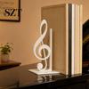 Non-scratch Music Ornament 3D Printed Treble Clef Bookends, Note Shelf Organizer, Non-Slip Modern Bookend Stable Support Figurine with Support, Sturdy