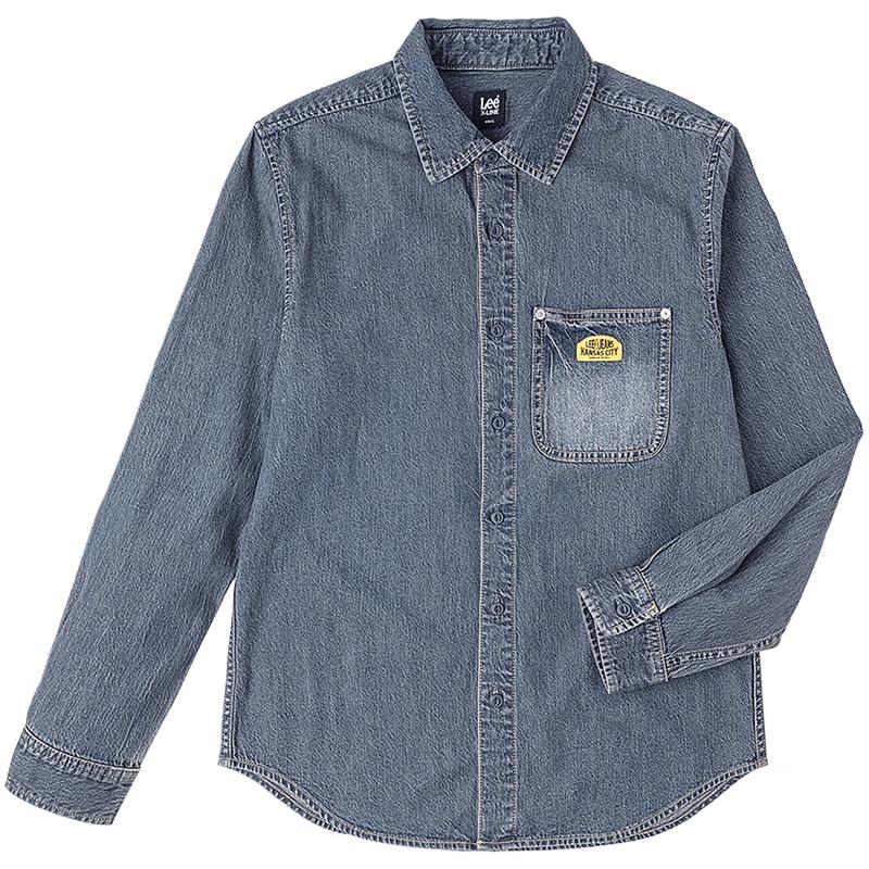 Lee Men's Standard Fit Retro Lapel Long Sleeve Denim Shirt