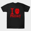 Men Black Print T-shirt I Love Friday No-Cut Transfer Paper Print Cotton Tshirt