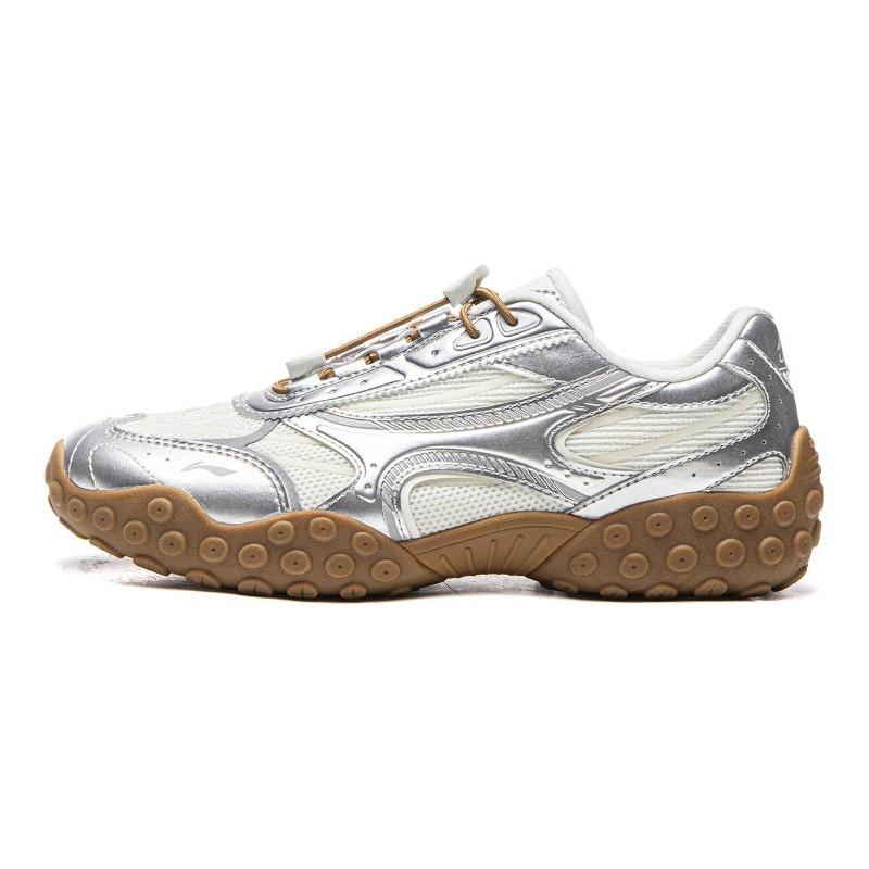 Li-Ning Feilin Qingwu Womens Low Top Lifestyle Casual Shoes Silver White AGLW074-5 35