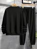 Men's Multi-Color Casual Letter Print Hoodie & Jogger Set - Loose Fit Sportswear