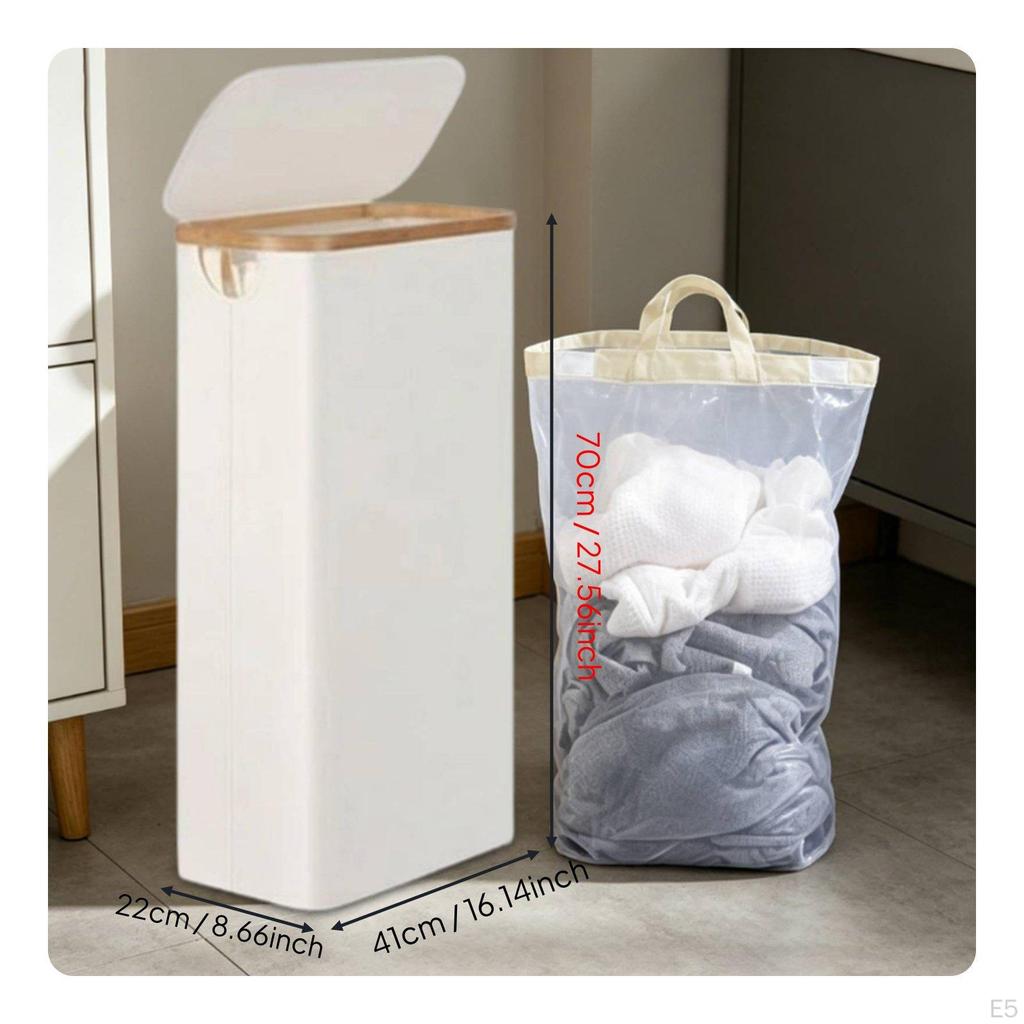 Bamboo Frame Foldable Laundry Basket Waterproof Dustproof