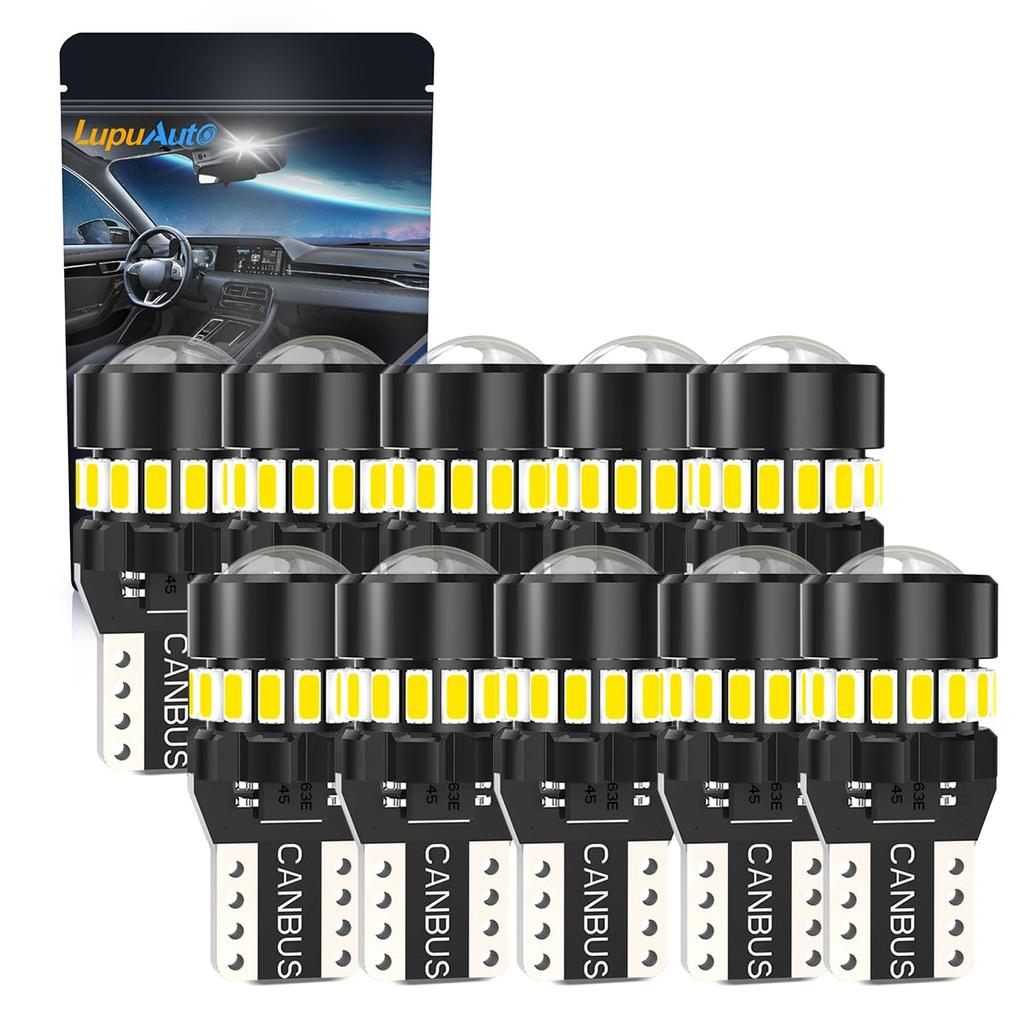 T10 LED White Super Bright Position 3014 LED Omnidirectional LED Room W5W LED Bulbs for Number Lights of Lamps, Chips, 360° Beam, Lamp, Non-Polar,