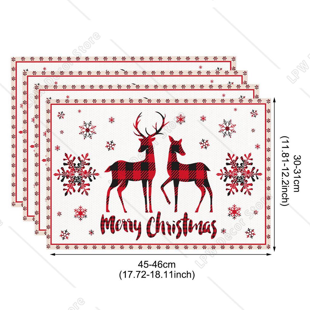 4/6 Pezzi Tovagliette di Lino per Natale Babbo Natale Stampate Decorazioni Natalizie per Casa Cucina 2025 Xmas Navidad Noel Decorazioni Tavola