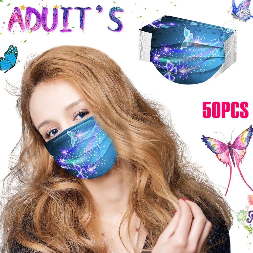 50PCS Adult Butterfly Disposable  Three Layer Breathable Face Mask