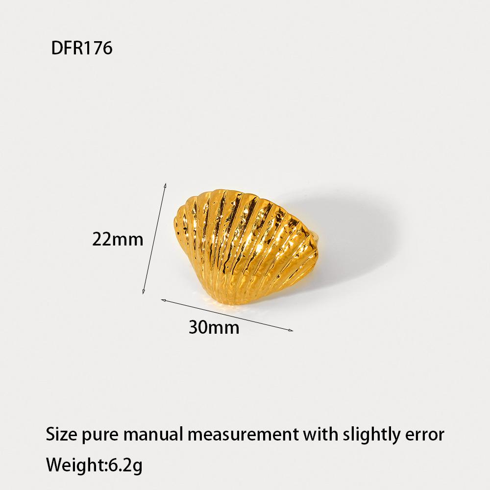 European and American ins plated 18K gold stainless steel starfish dragonfly geometric opening ring exaggerated design waterproof ring female