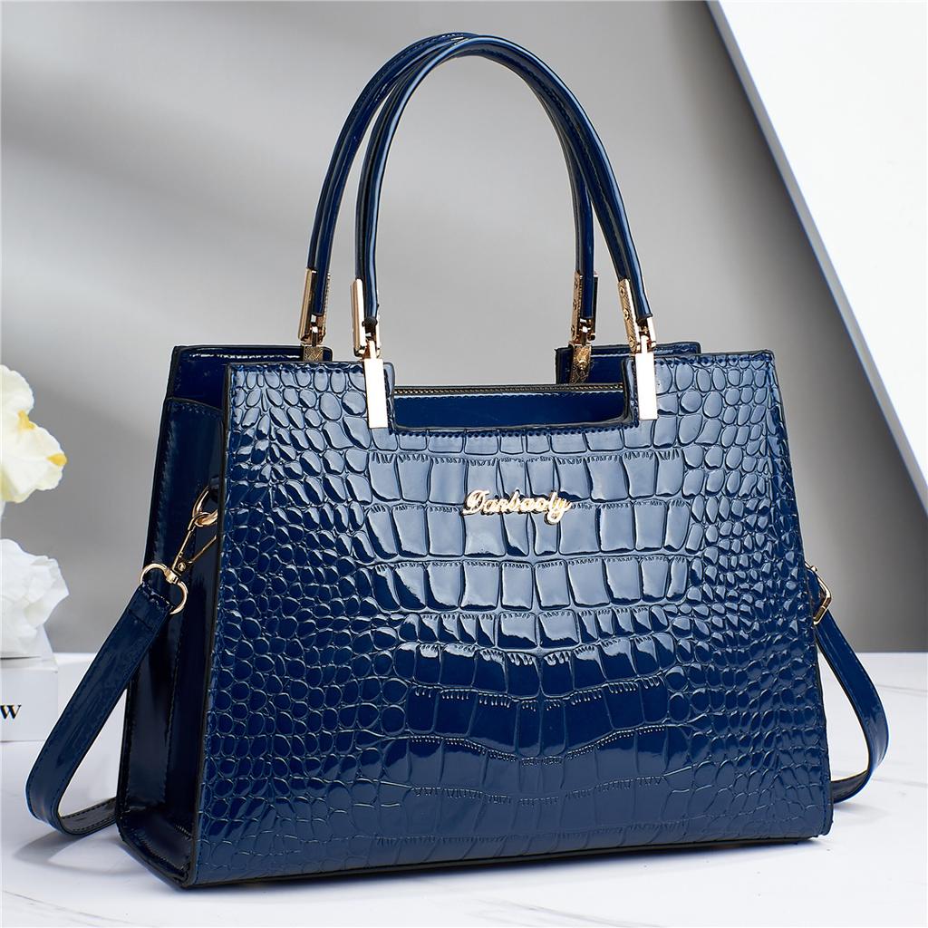 Taizhou Women's Bag with Shiny Leather and Stone Pattern, Elegant and Grand Women's Handbag, Single Shoulder Crossbody Bag, Large Capacity