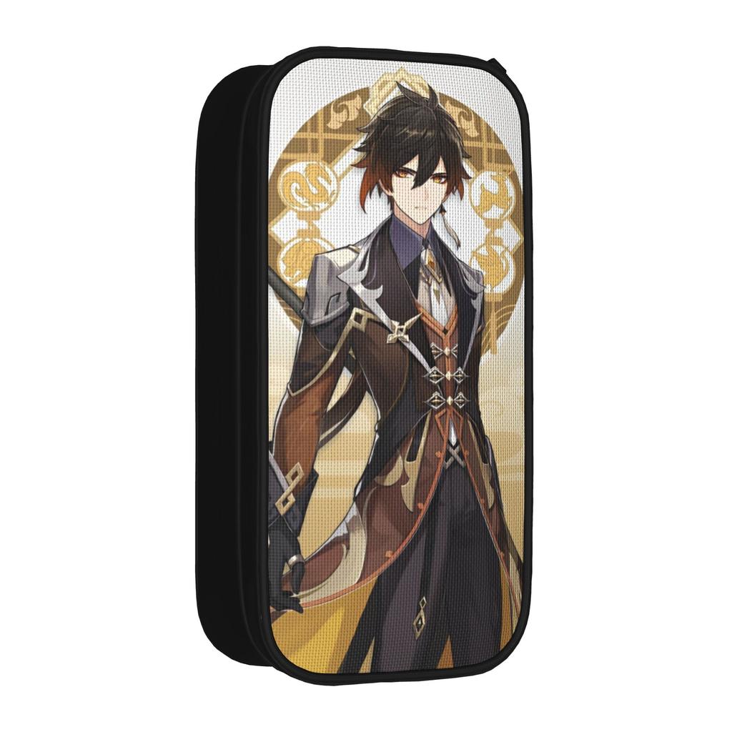 Cute Genshin Impact Zhongli Pencil Case Anime Game Cartoon Pencilcase Pen Box Girls Boys Big Capacity Bag Office Gift Stationery